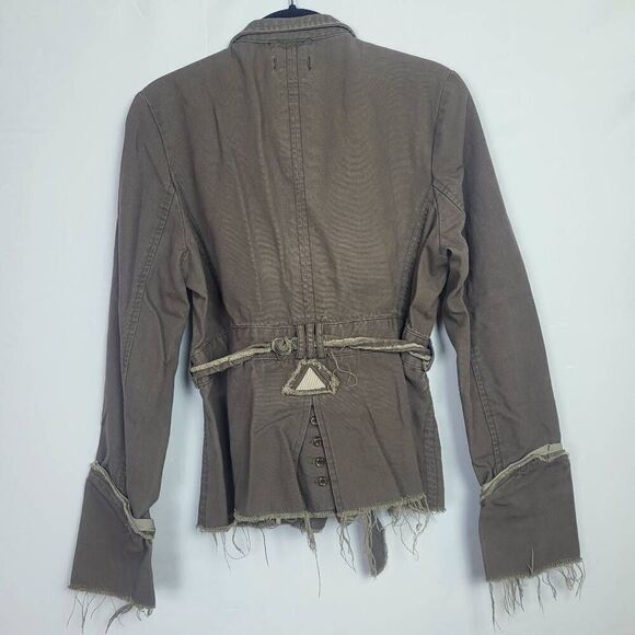 Y2K Wet Seal Womens Military Jacket Army Green Size Large Distressed Grunge Alt - Picture 2 of 8